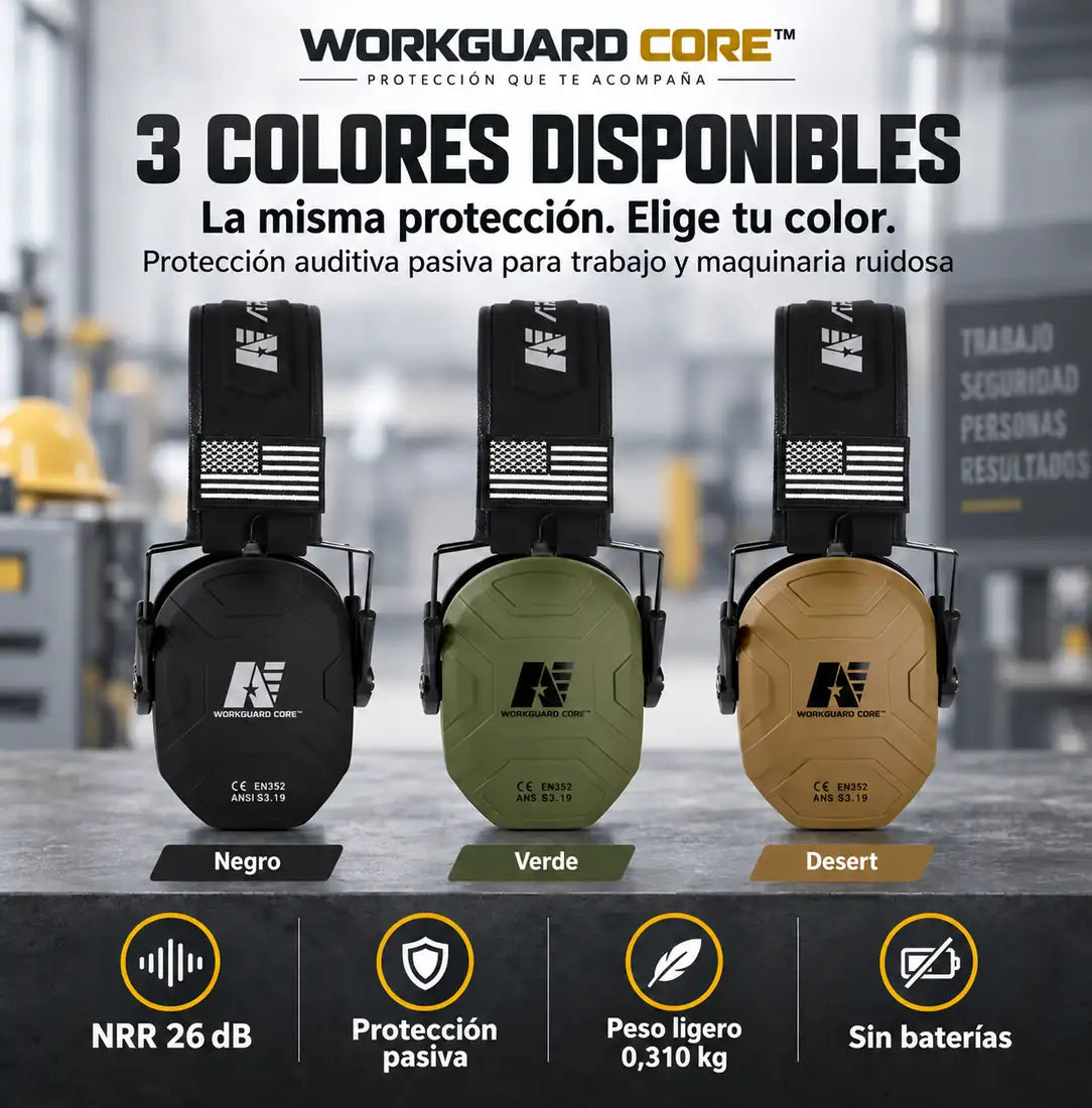 WORKGUARD CORE™ | Orejeras Antiruido Laboral – NRR 26 dB