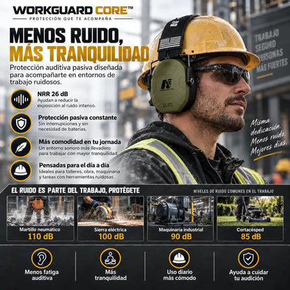 WORKGUARD CORE™ | Orejeras Antiruido Laboral – NRR 26 dB