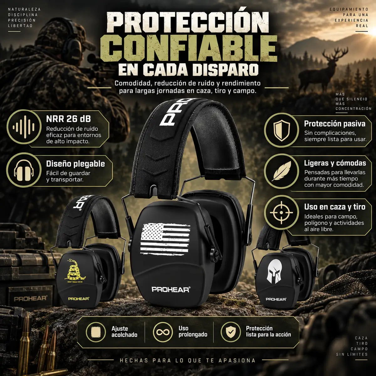 HUNTER CORE™ | Orejeras para Caza – NRR 26 dB
