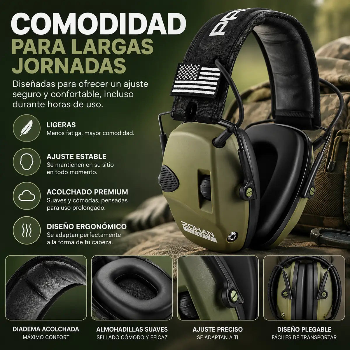 HUNTER PRO™ | Orejeras Electrónicas para Caza – NRR 23 dB