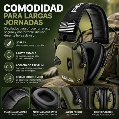 HUNTER PRO™ | Orejeras Electrónicas para Caza – NRR 23 dB