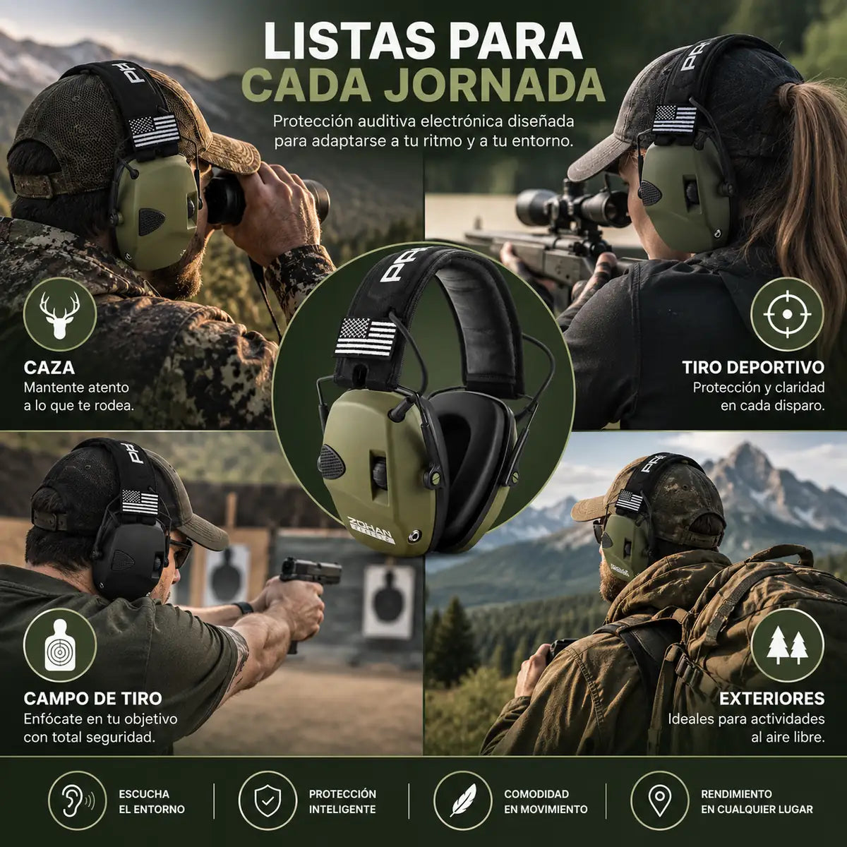 HUNTER PRO™ | Orejeras Electrónicas para Caza – NRR 23 dB