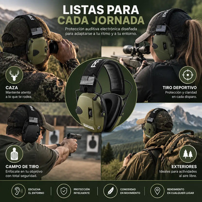 HUNTER PRO™ | Orejeras Electrónicas para Caza – NRR 23 dB